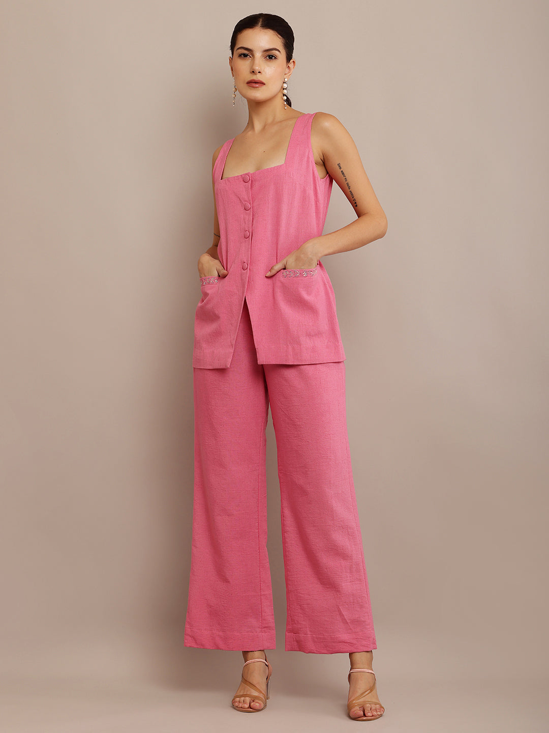 Light Pink Cut Top & Pant