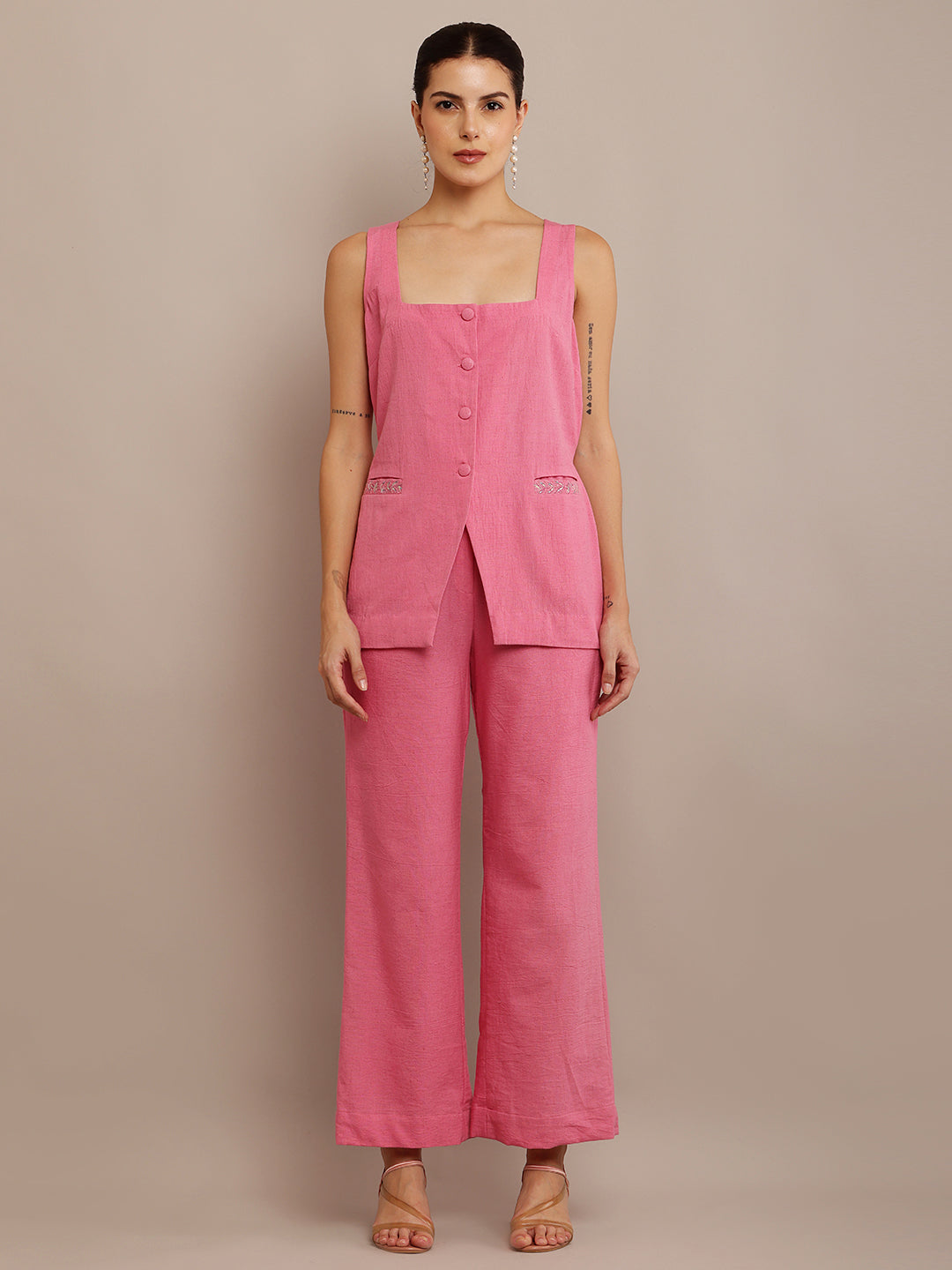 Light Pink Cut Top & Pant