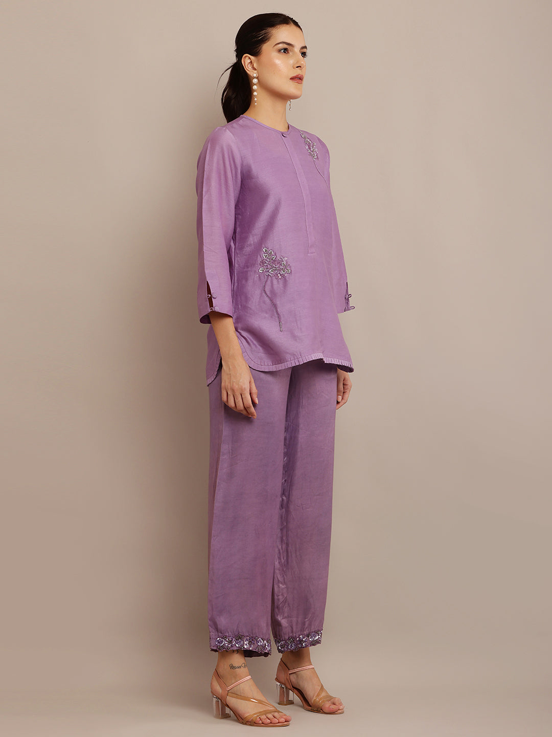 Dark Lilac Flower Top & Pant