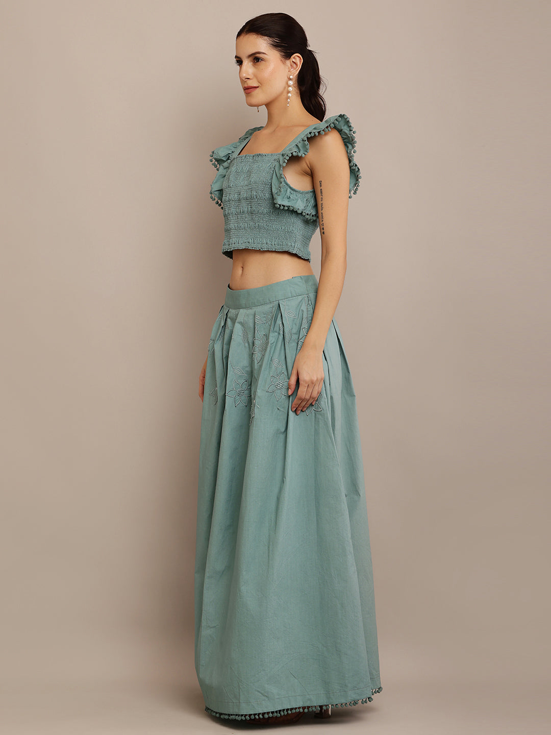 Pong Turquoise Top & Skirt