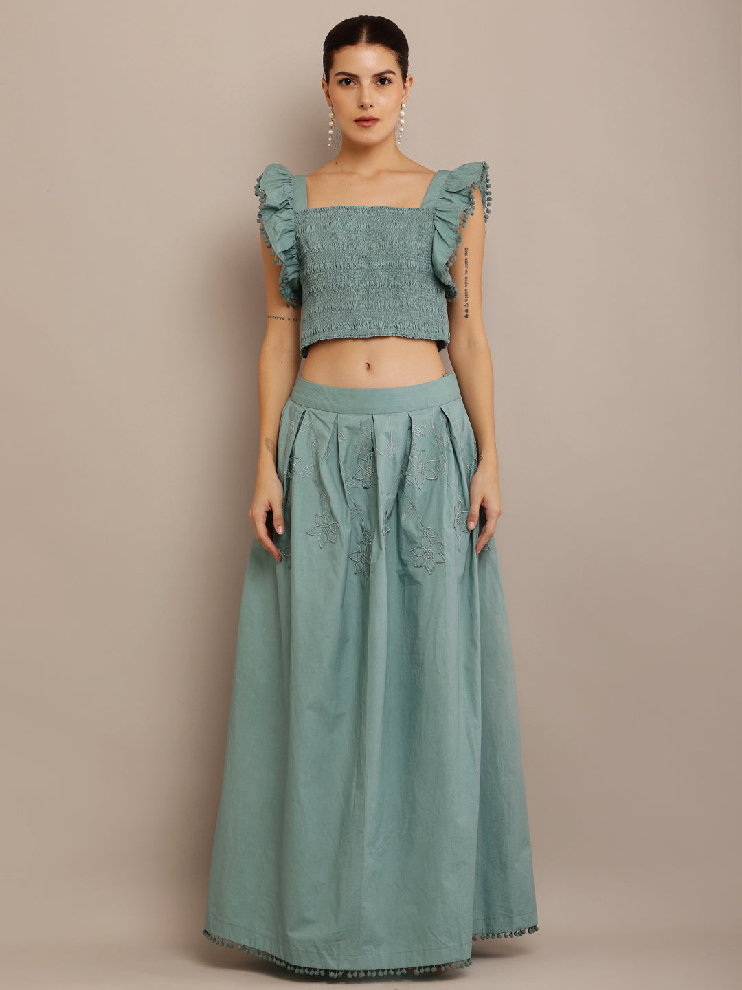 Pong Turquoise Top & Skirt