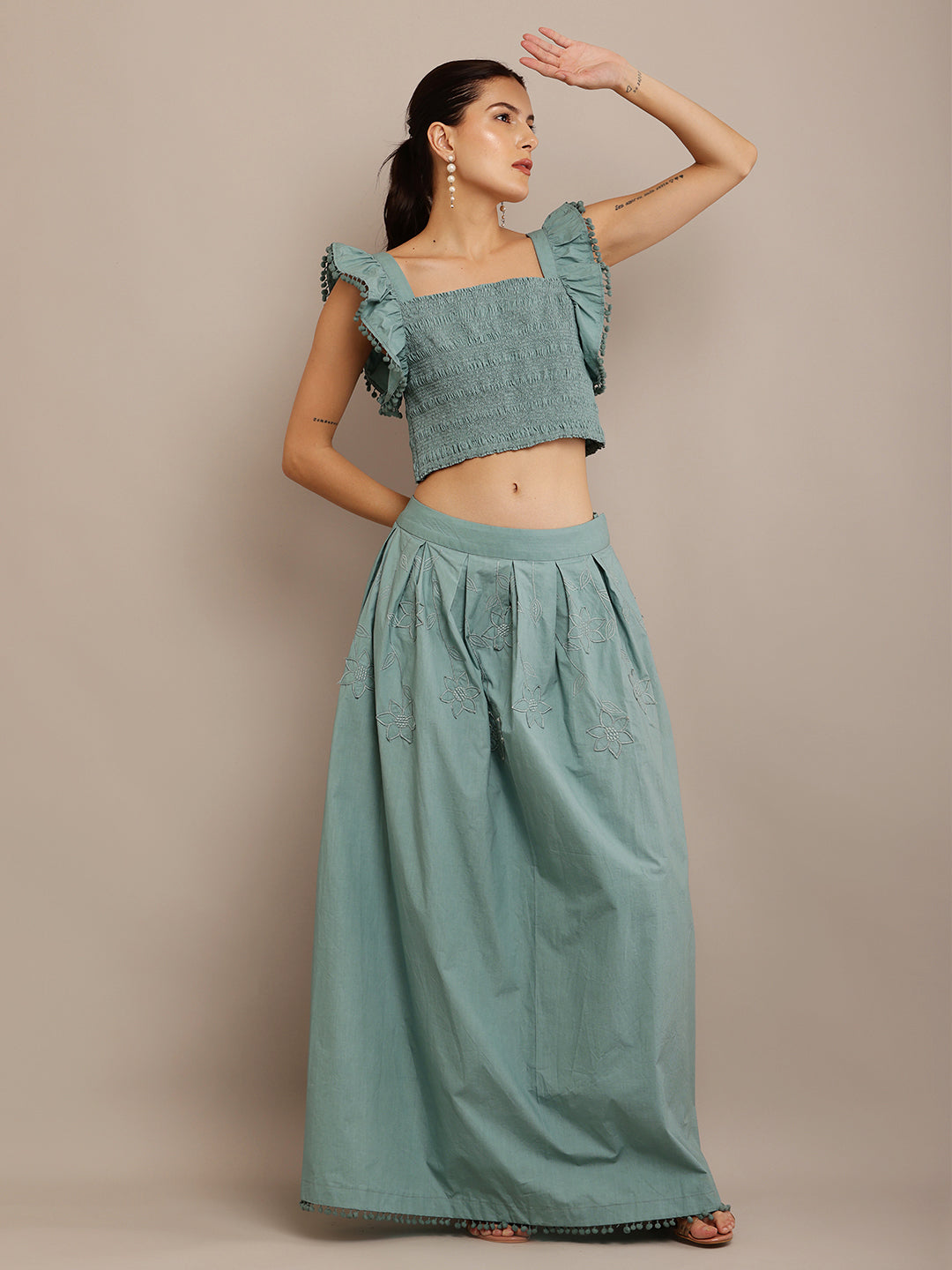 Pong Turquoise Top & Skirt