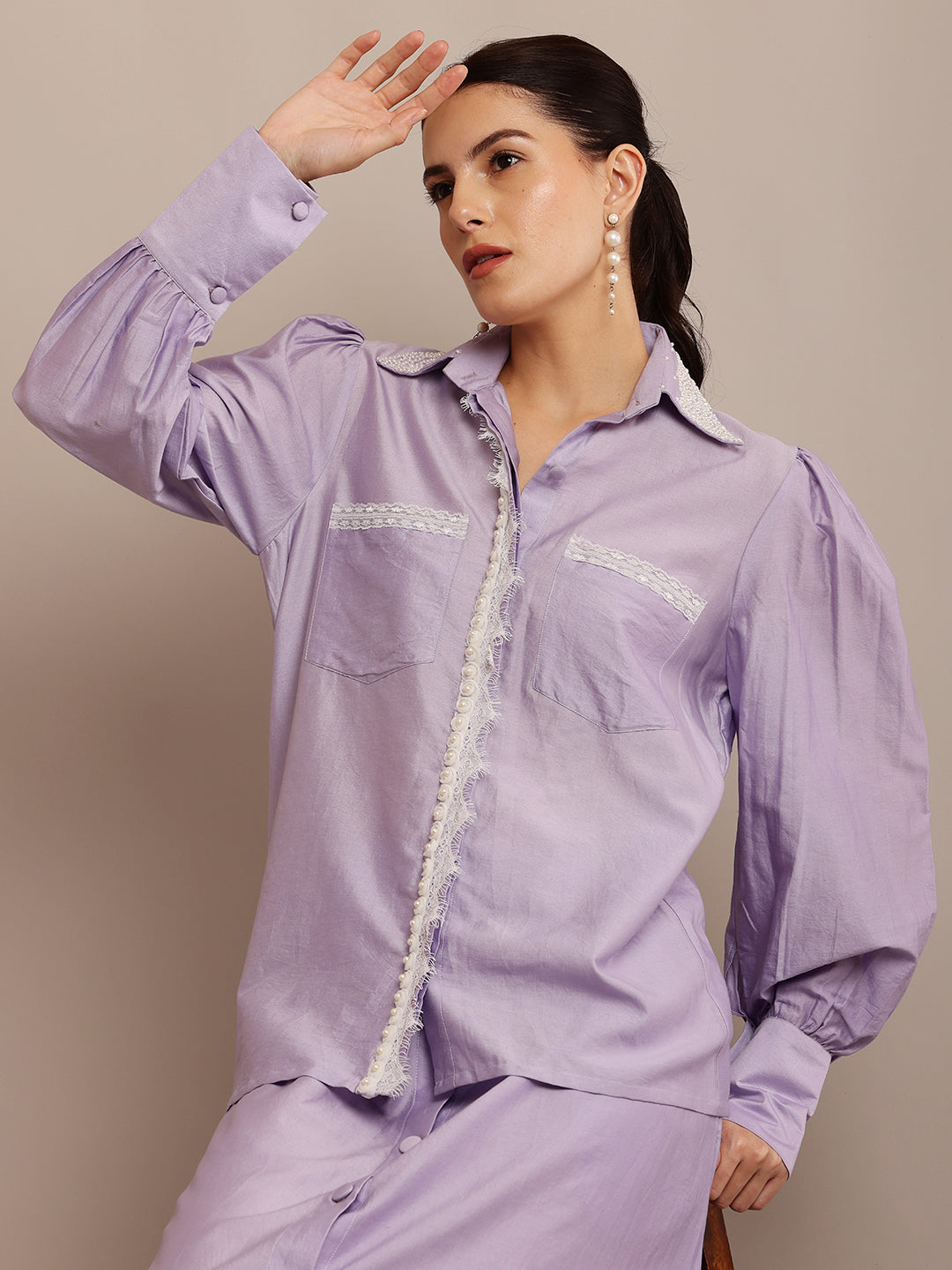 Collar Pearl Lilac Top