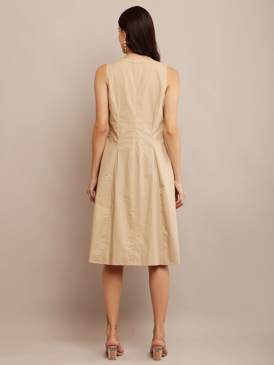 Khaki scallop dress