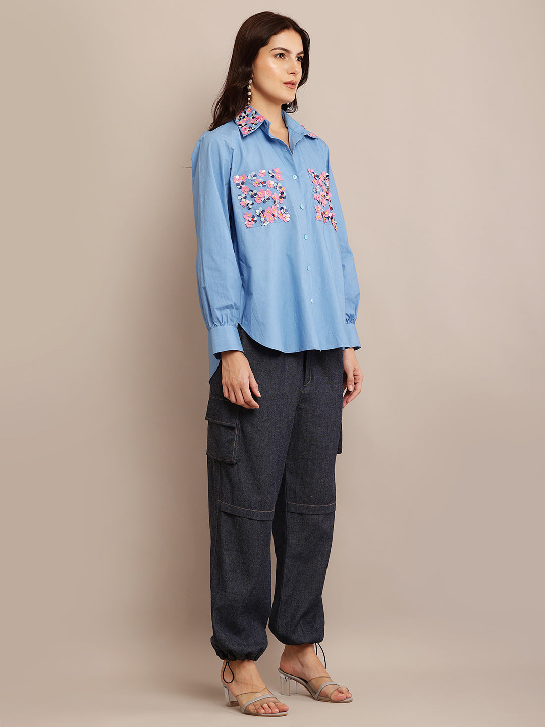 Tulum Blue Top & Jogger Pants With Clip