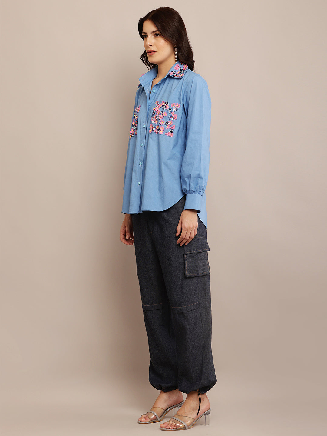 Tulum Blue Top & Jogger Pants With Clip