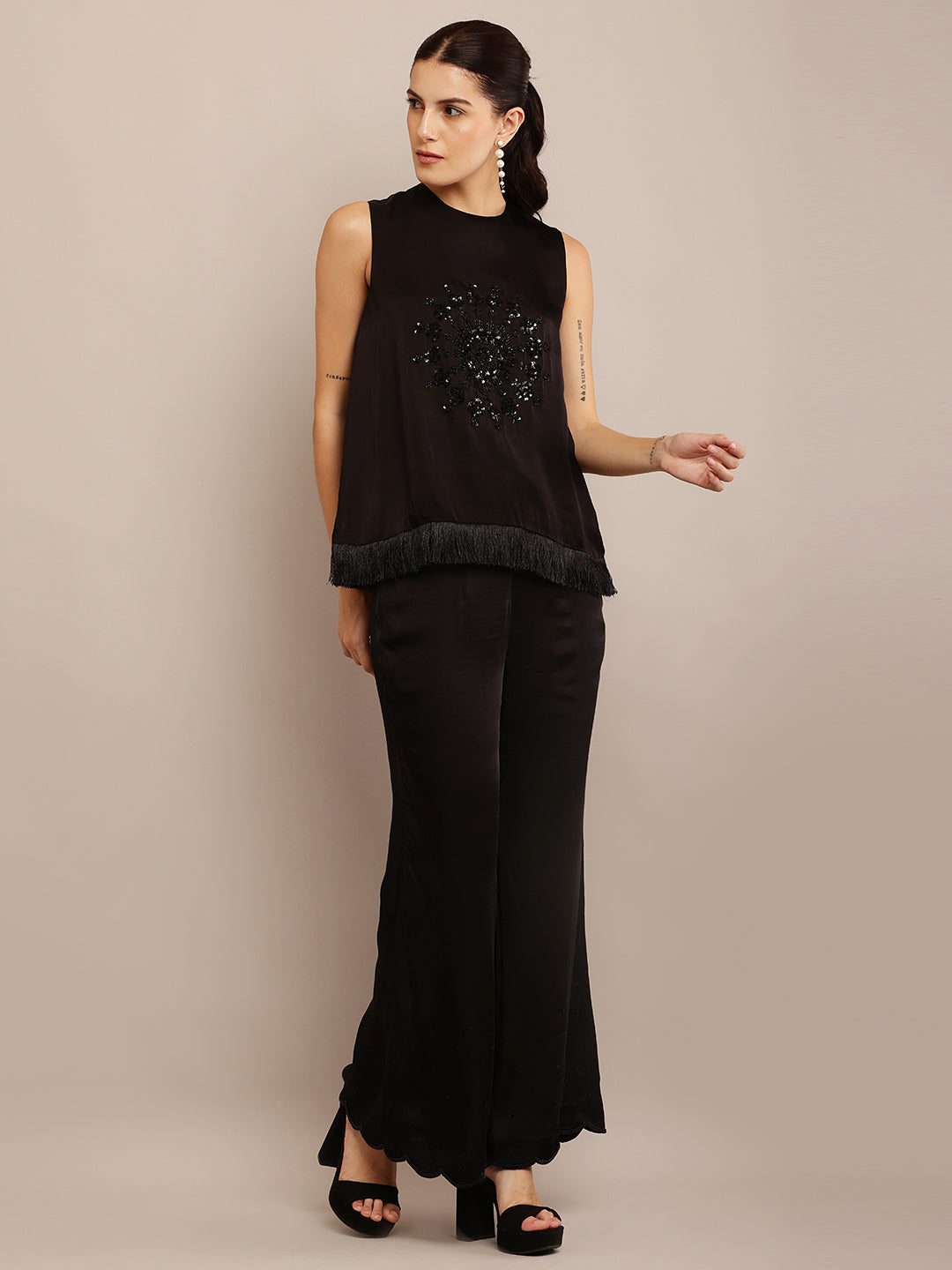 Black Tassel Top & Pant